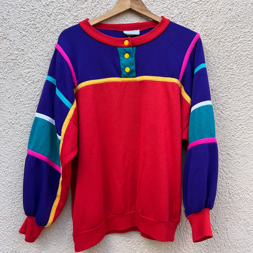 90’s vintage color block crew neck sweater
